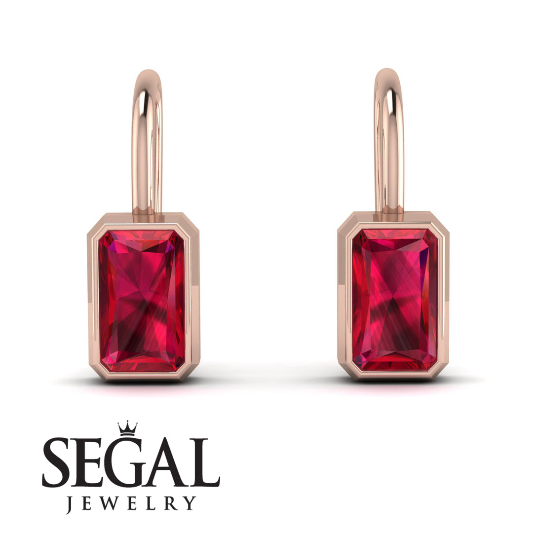 Bezel Ruby Emerald Earrings - Perla No. 11