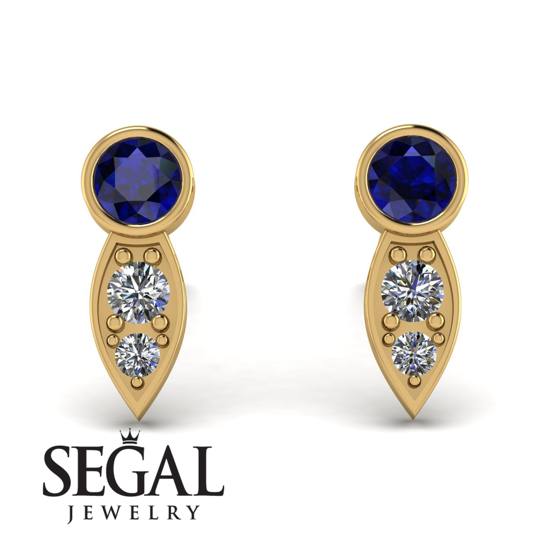 Bezel Sapphire Earrings In Pear Shaped - Aniya No. 13