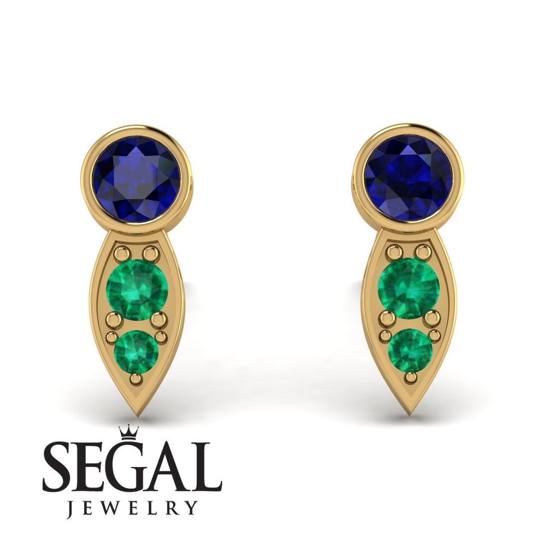 Bezel Sapphire Earrings In Pear Shaped - Aniya No. 28