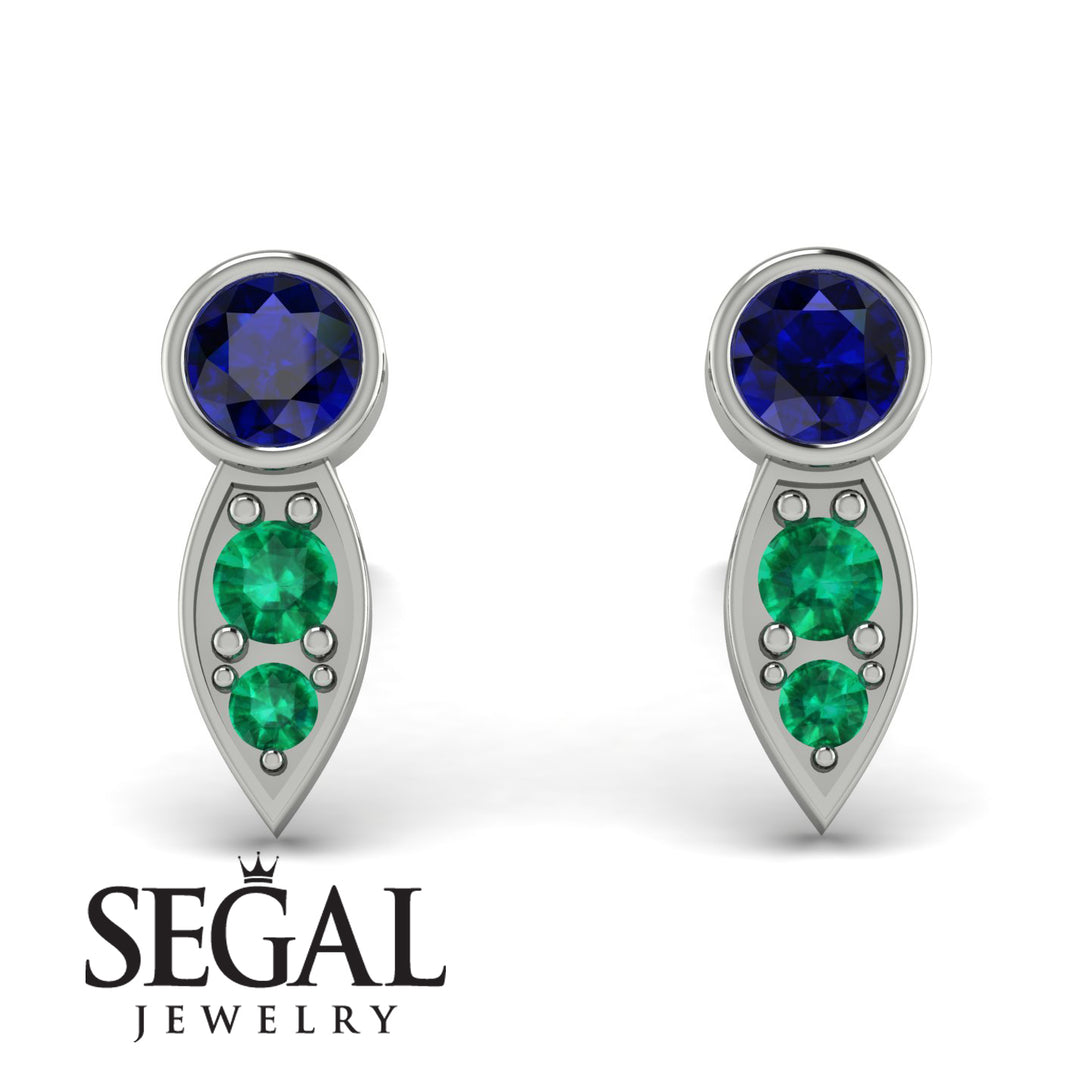 Bezel Sapphire Earrings In Pear Shaped - Aniya No. 30