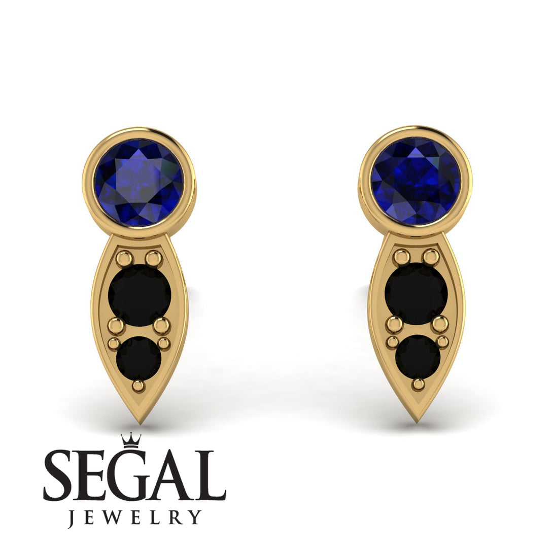 Bezel Sapphire Earrings In Pear Shaped - Aniya No. 43