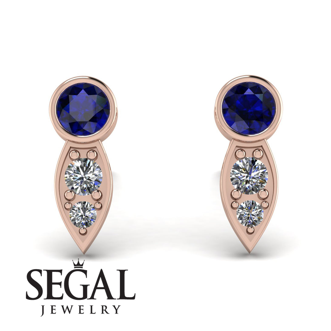 Bezel Sapphire Earrings In Pear Shaped - Aniya No. 14