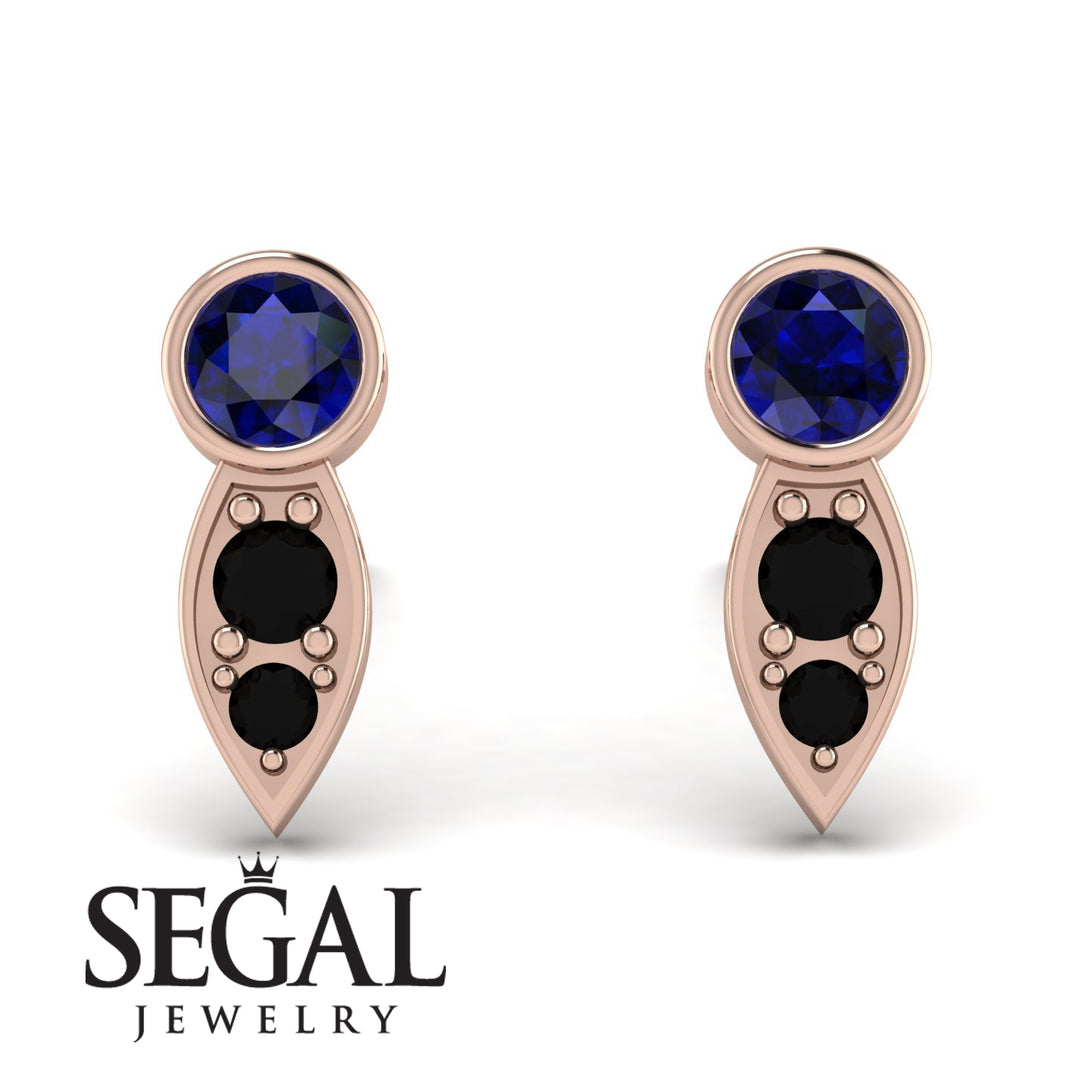 Bezel Sapphire Earrings In Pear Shaped - Aniya No. 44