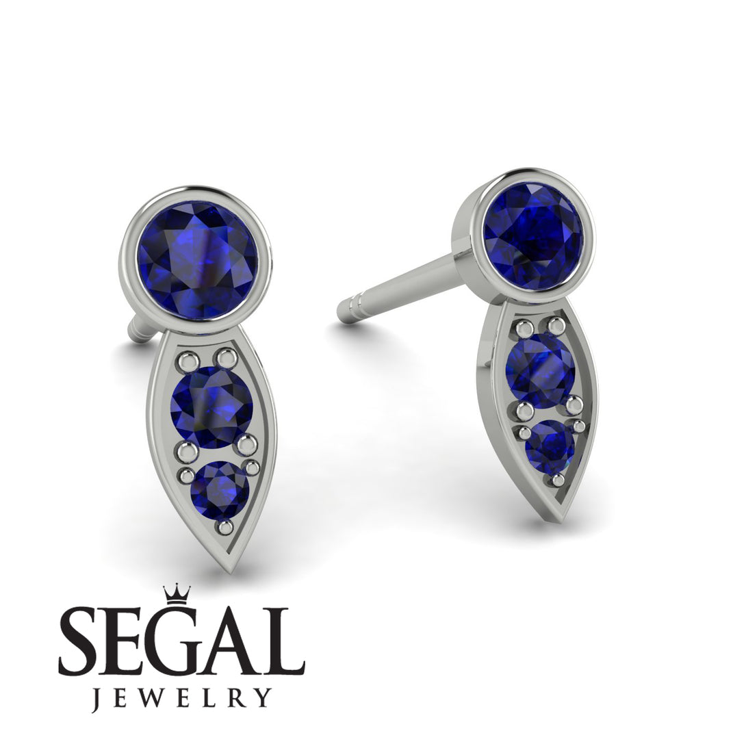 Bezel Sapphire Earrings In Pear Shaped - Aniya No. 75