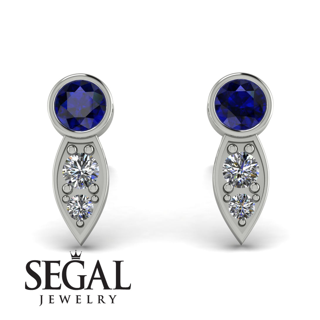 Bezel Sapphire Earrings In Pear Shaped - Aniya No. 15