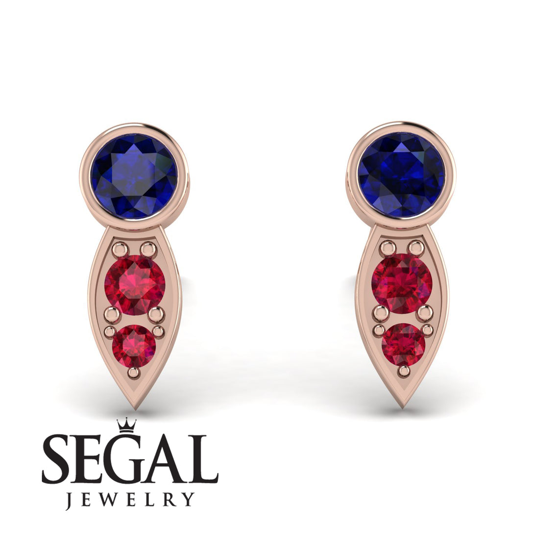 Bezel Sapphire Earrings In Pear Shaped - Aniya No. 59