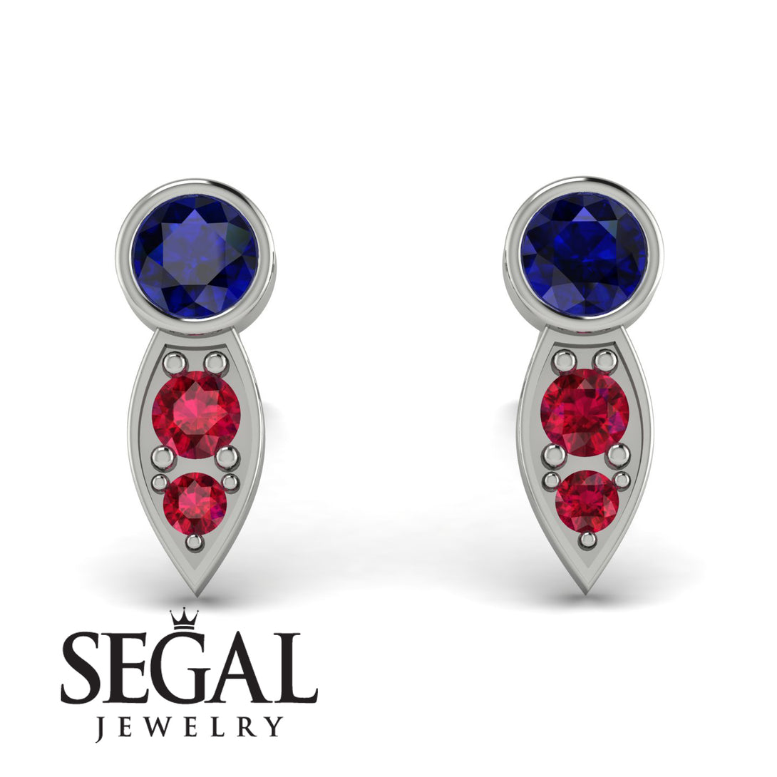 Bezel Sapphire Earrings In Pear Shaped - Aniya No. 60