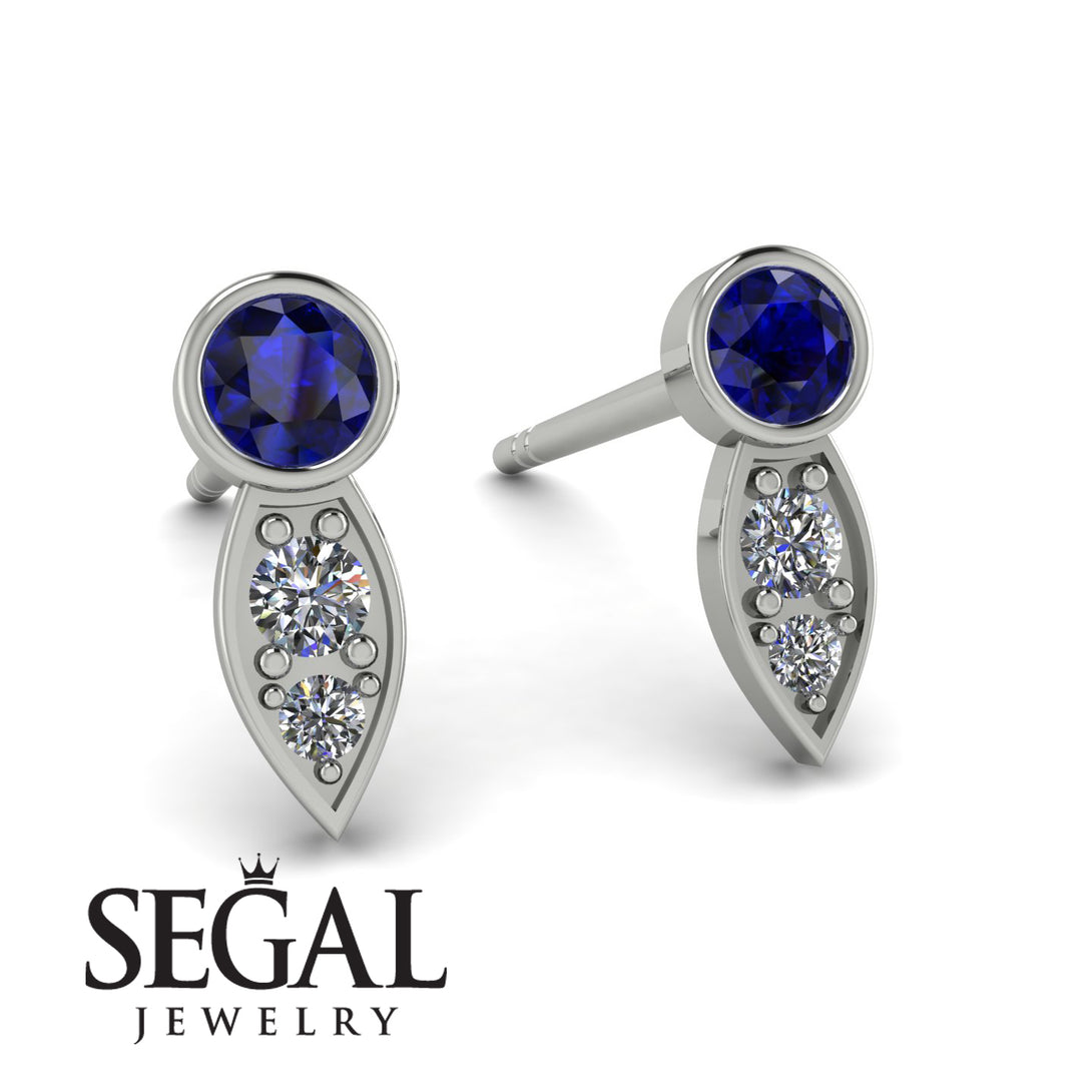 Bezel Sapphire Earrings In Pear Shaped - Aniya No. 15