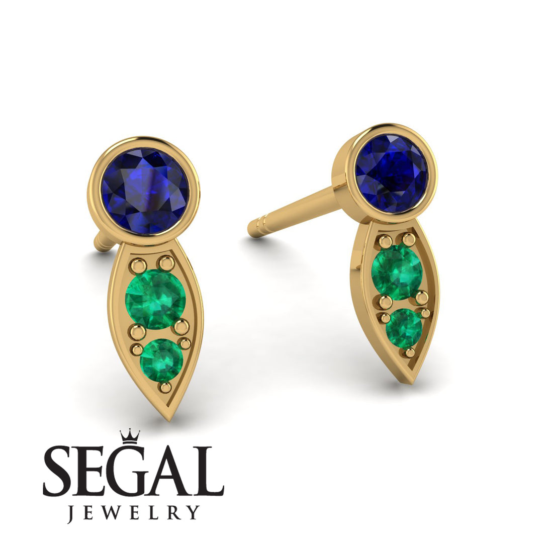 Bezel Sapphire Earrings In Pear Shaped - Aniya No. 28
