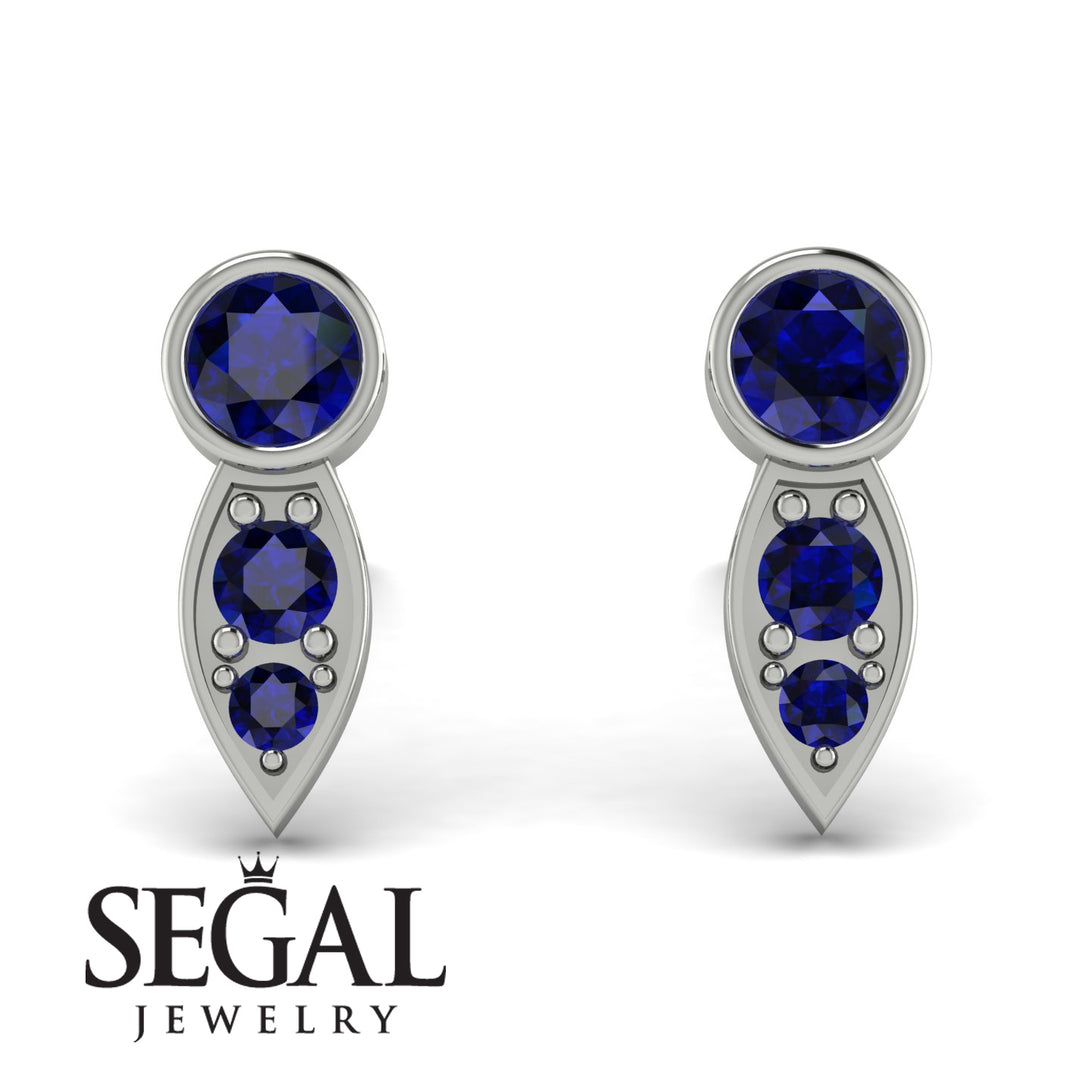 Bezel Sapphire Earrings In Pear Shaped - Aniya No. 75
