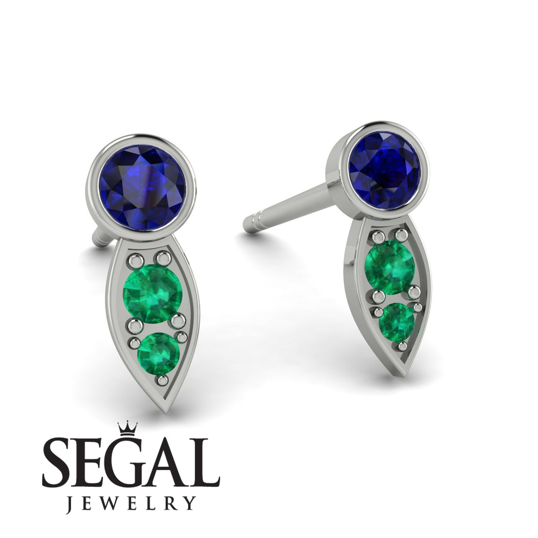 Bezel Sapphire Earrings In Pear Shaped - Aniya No. 30