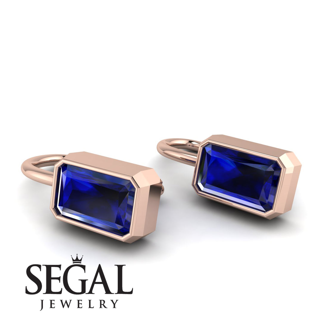 Bezel Sapphire Emerald Earrings - Perla No. 14