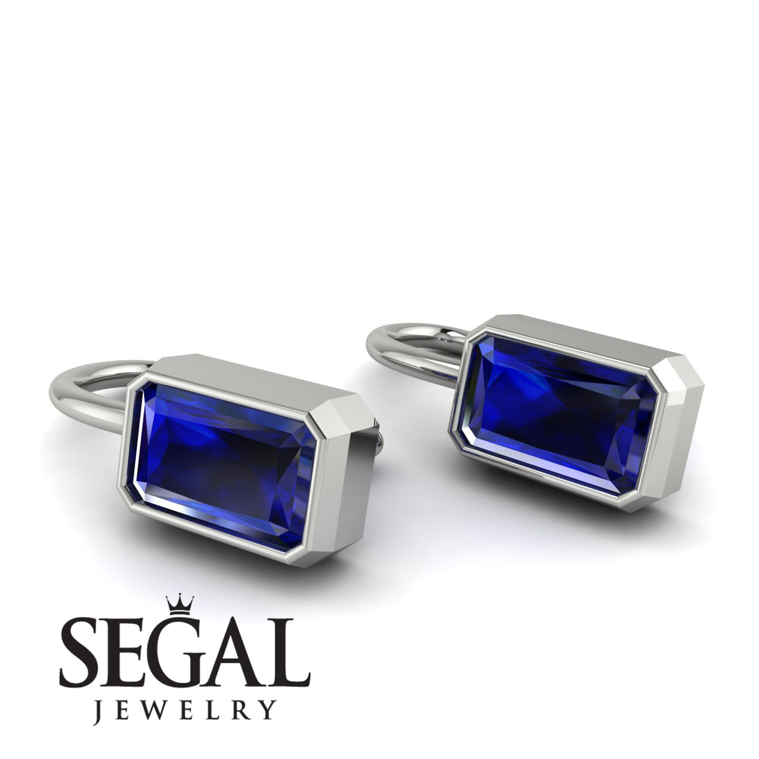 Bezel Sapphire Emerald Earrings - Perla No. 15