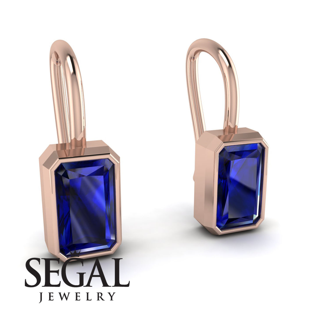 Bezel Sapphire Emerald Earrings - Perla No. 14