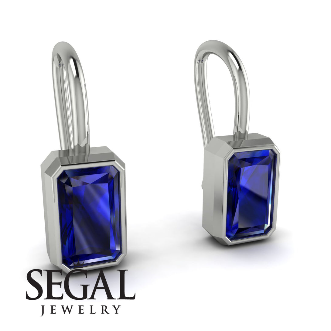 Bezel Sapphire Emerald Earrings - Perla No. 15