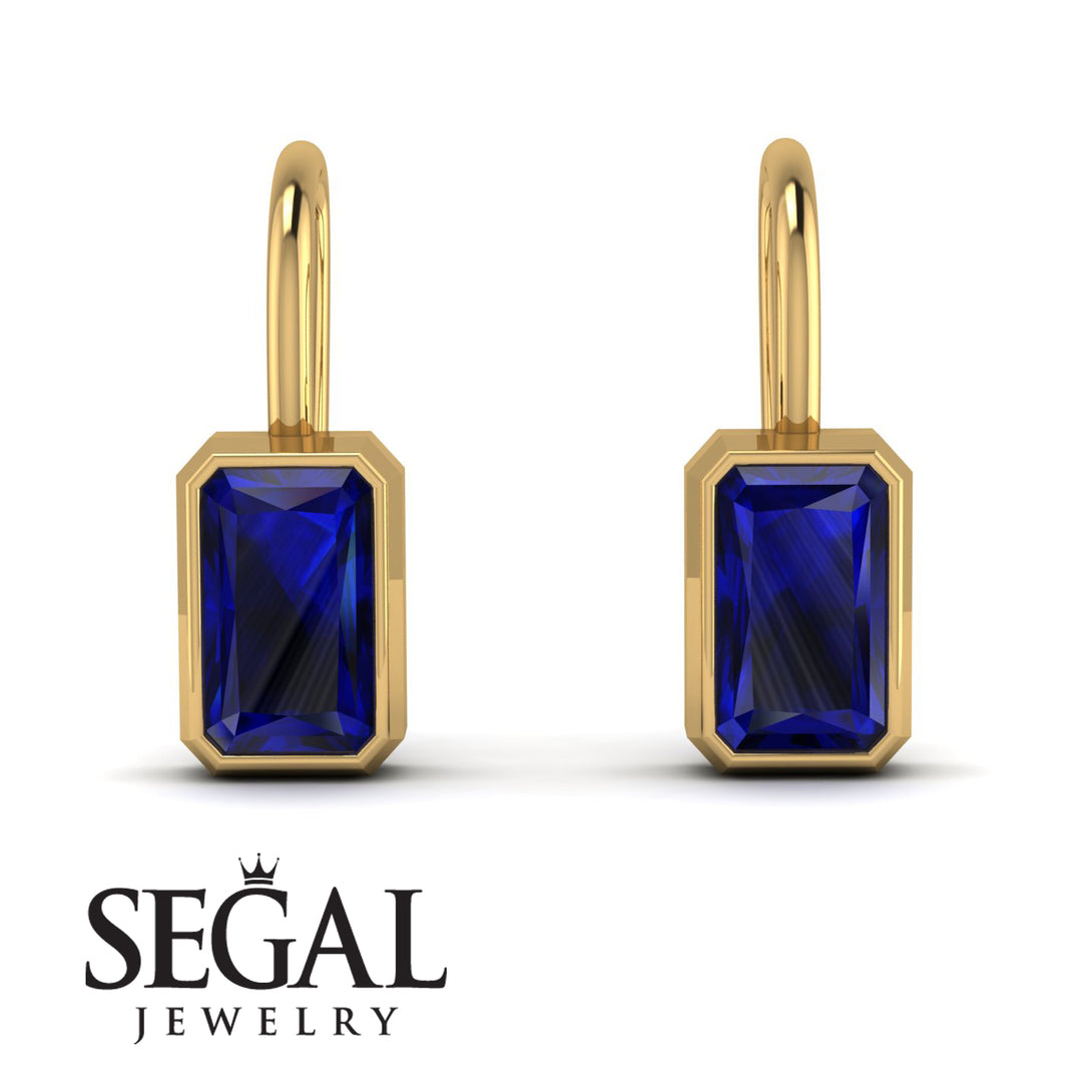 Bezel Sapphire Emerald Earrings - Perla No. 13
