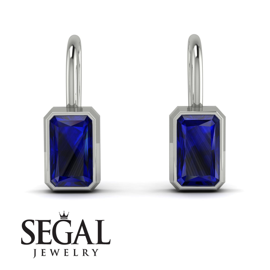 Bezel Sapphire Emerald Earrings - Perla No. 15