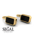 Bezel Black Diamond Emerald Earrings - Perla No. 7