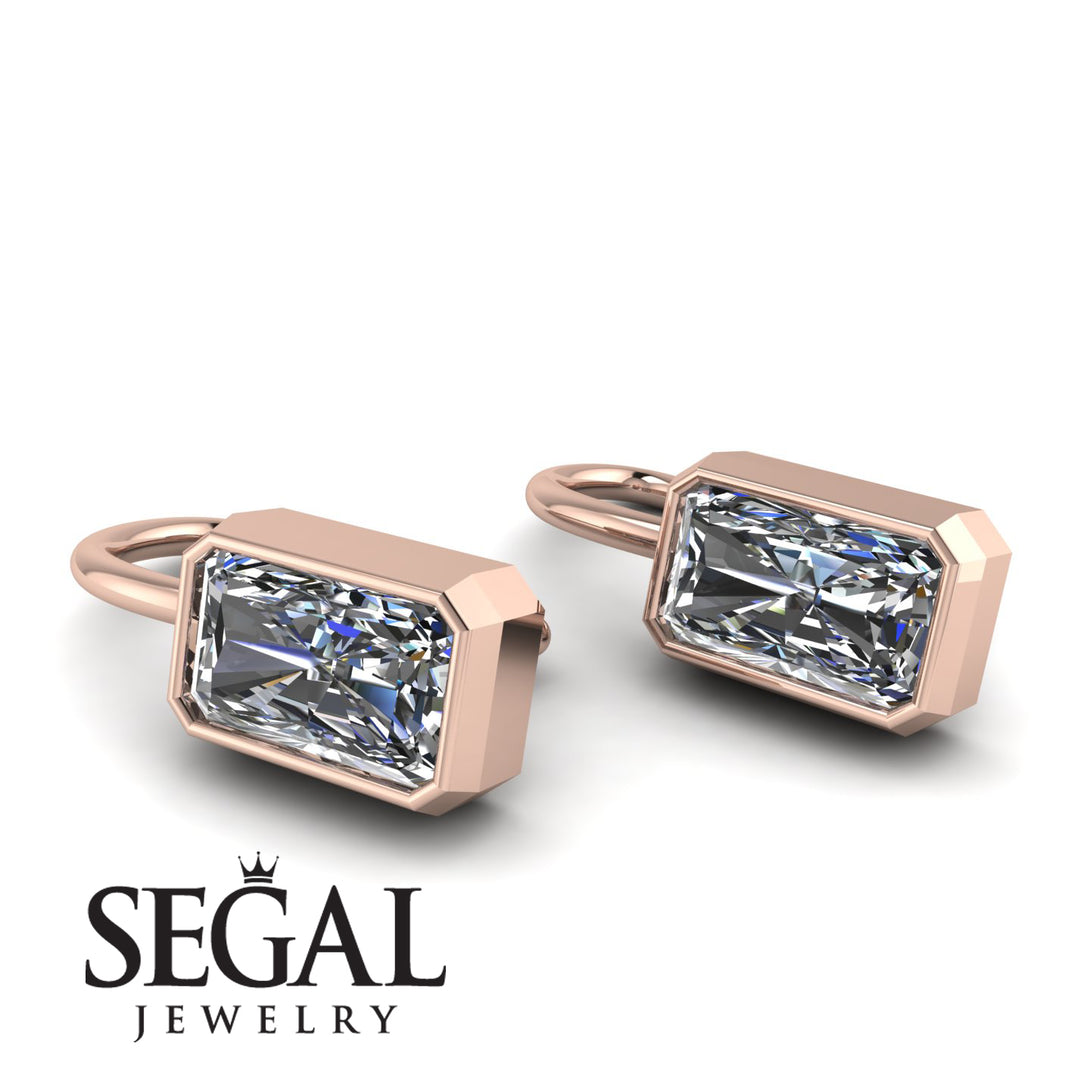 Bezel Diamond Emerald Earrings - Perla No. 2