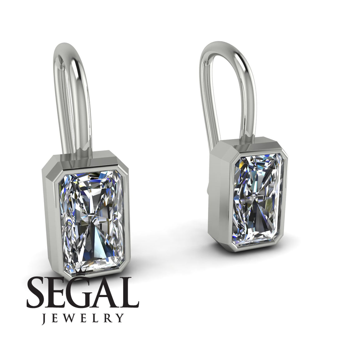 Bezel Diamond Emerald Earrings - Perla No. 3