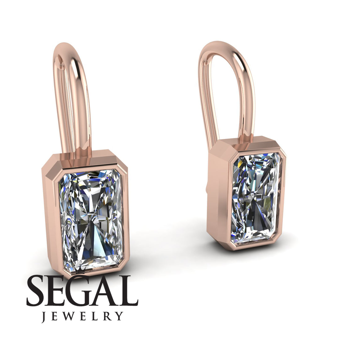 Bezel Diamond Emerald Earrings - Perla No. 2