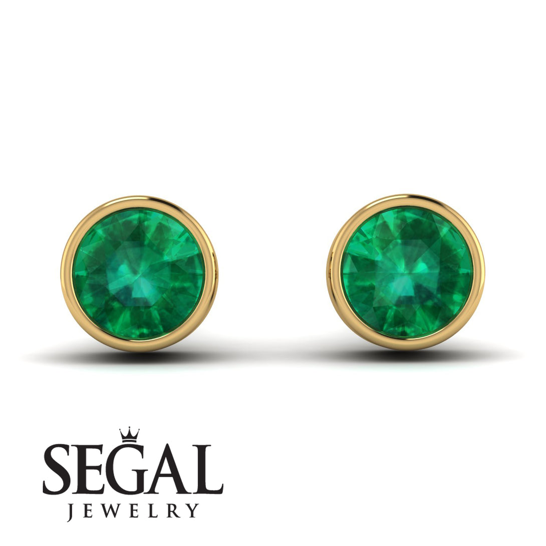 Bezel Stud Emerald Earrings - Royal No. 4