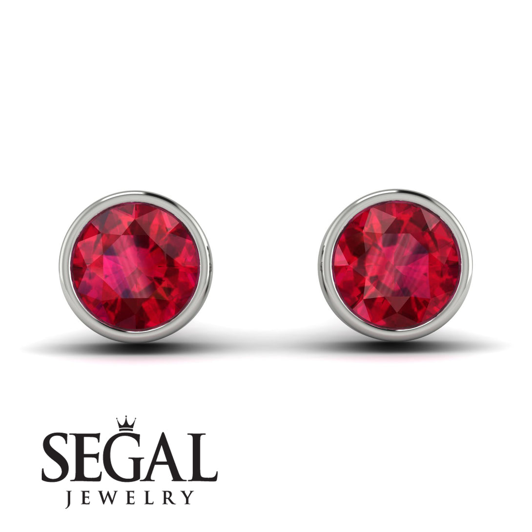 Bezel Stud Ruby Earrings - Royal No. 12