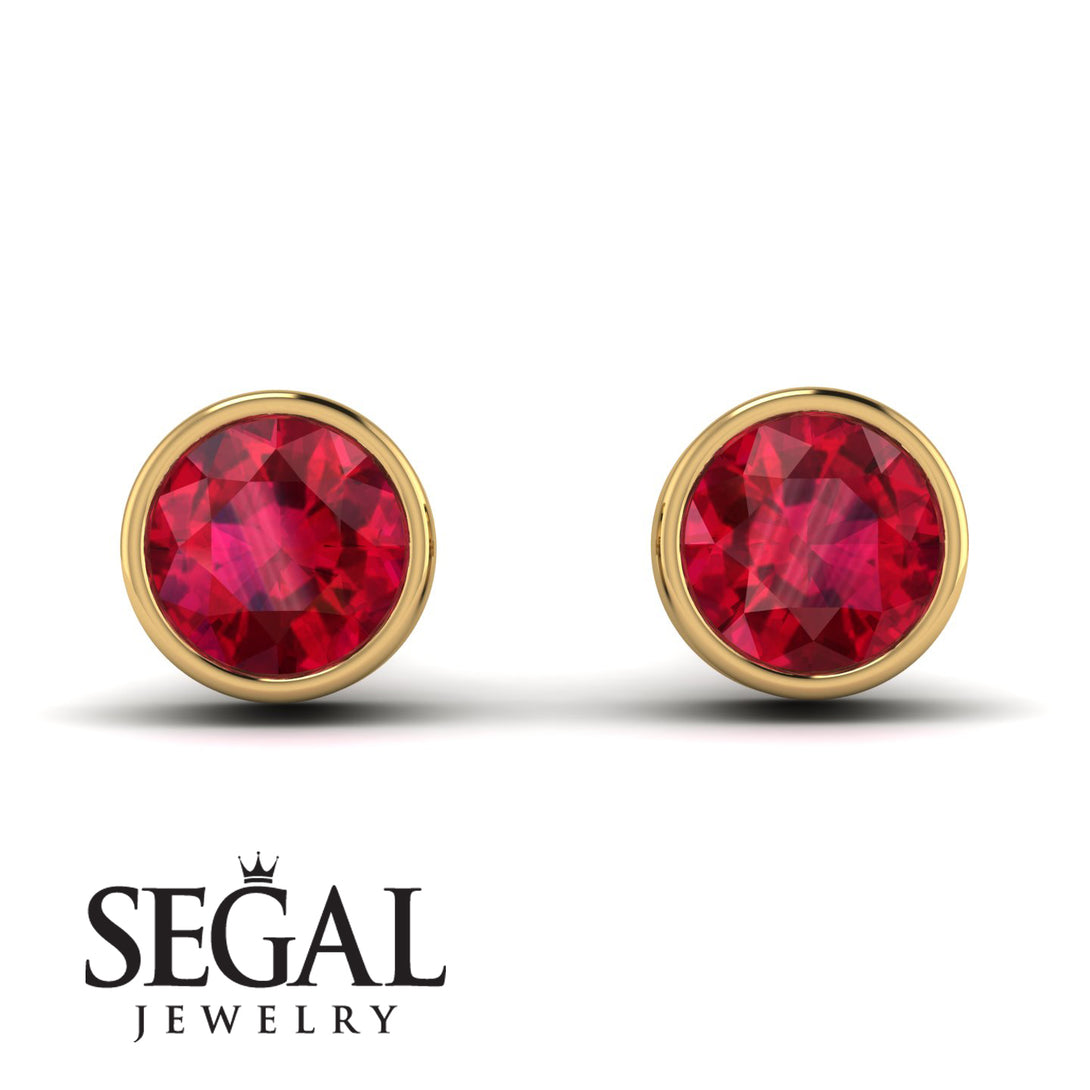 Bezel Stud Ruby Earrings - Royal No. 10