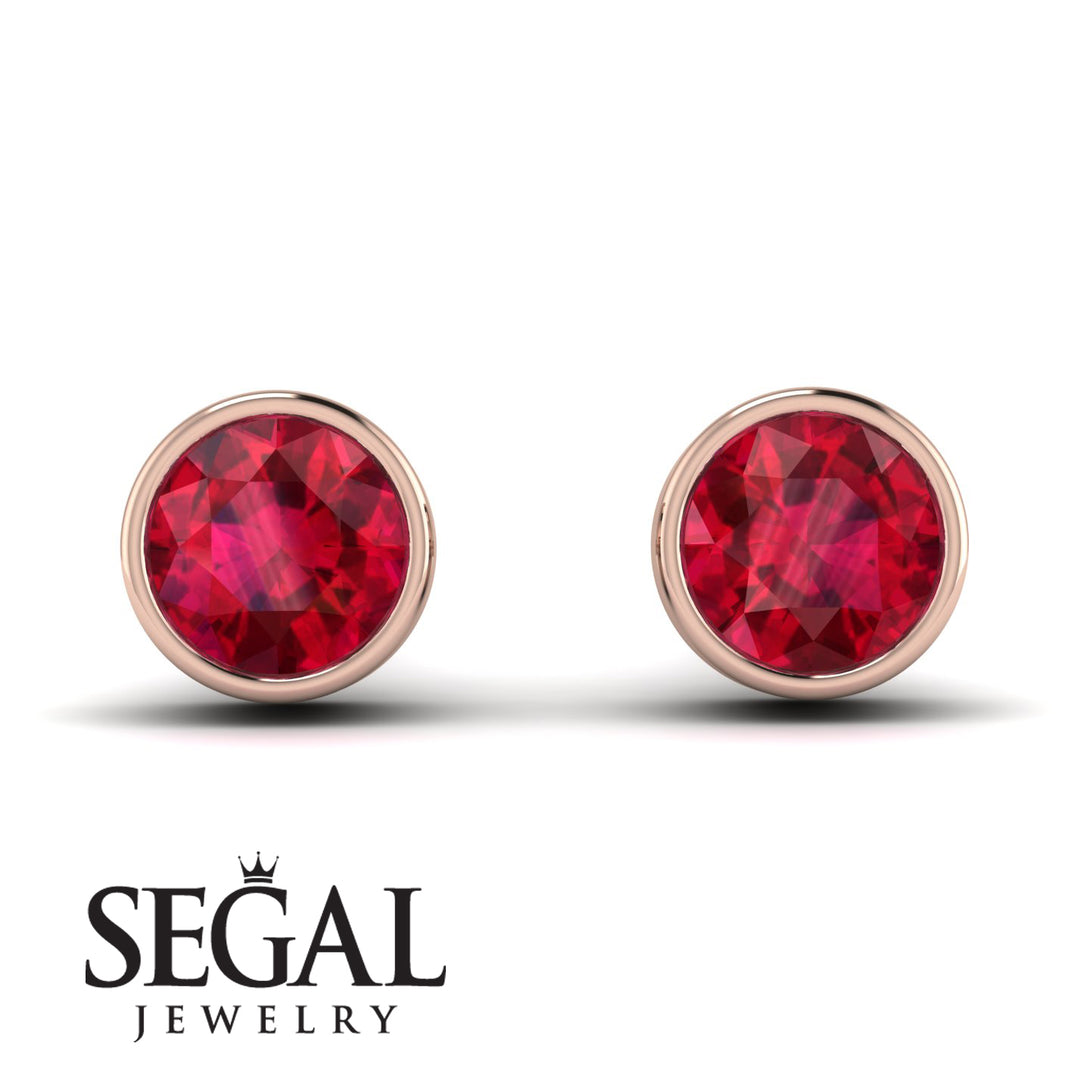 Bezel Stud Ruby Earrings - Royal No. 11