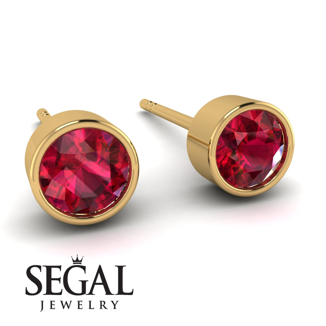 Bezel Stud Ruby Earrings - Royal No. 10