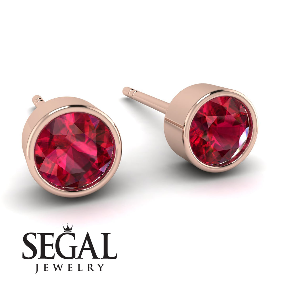 Bezel Stud Ruby Earrings - Royal No. 11