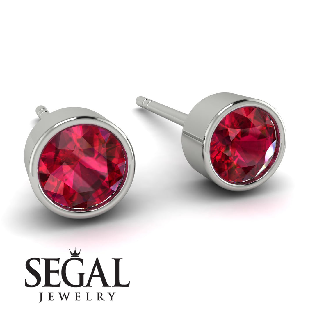 Bezel Stud Ruby Earrings - Royal No. 12