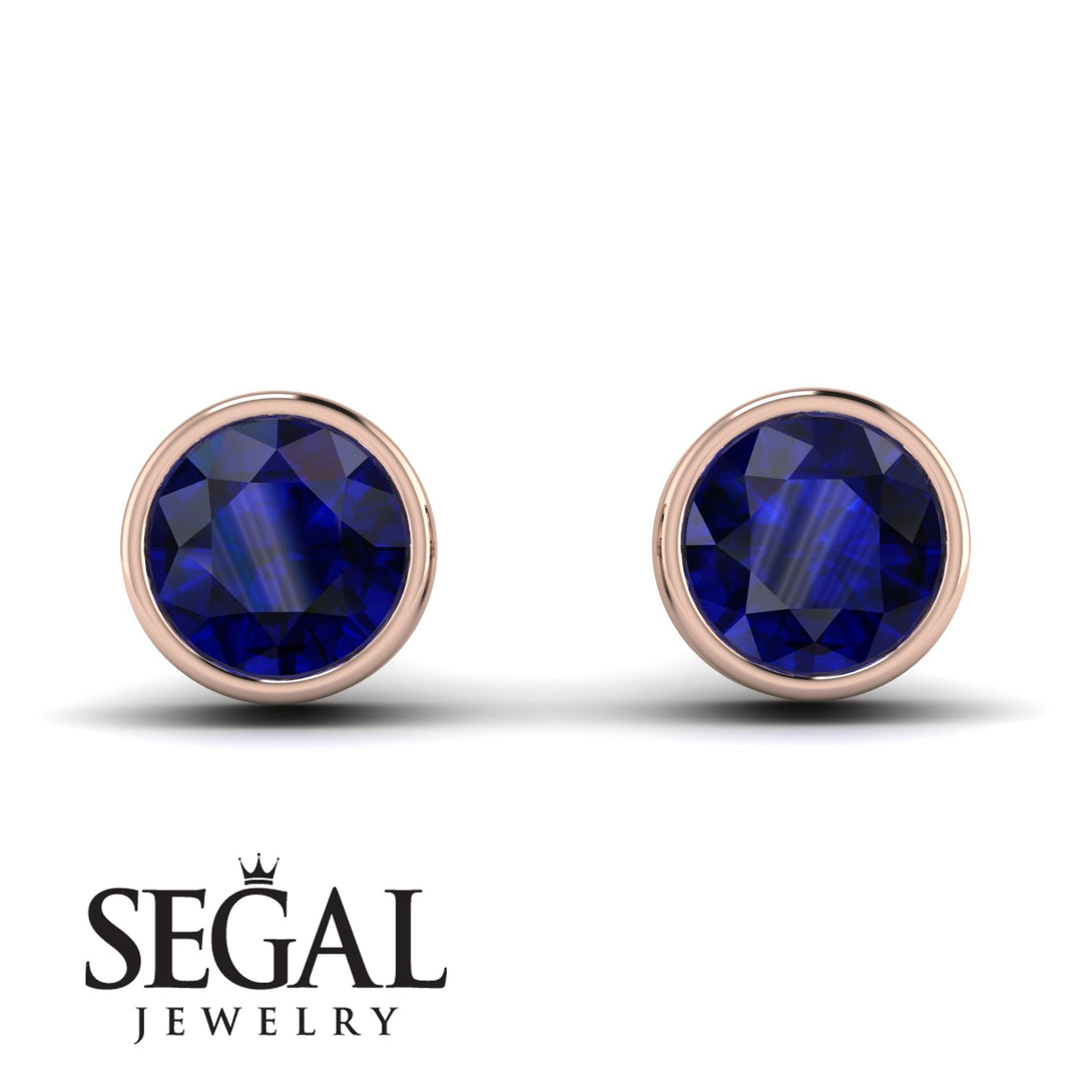 Bezel Stud Sapphire Earrings - Royal No. 14