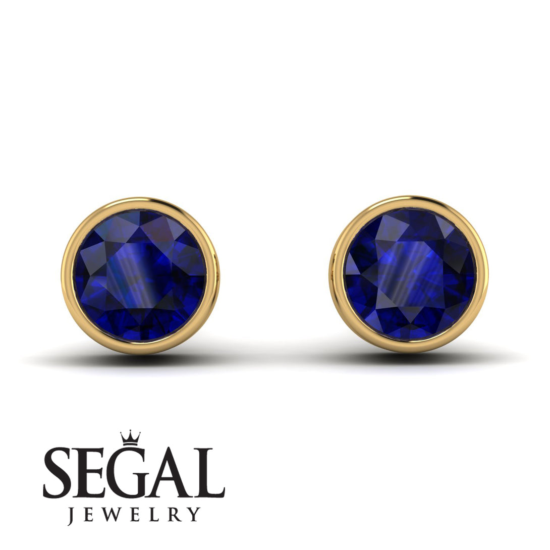 Bezel Stud Sapphire Earrings - Royal No. 13