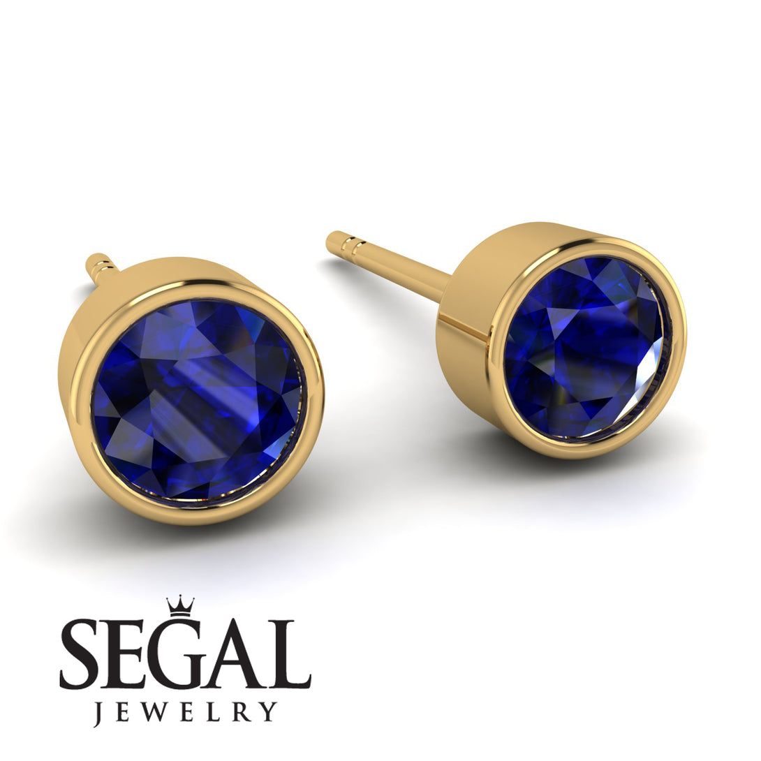 Bezel Stud Sapphire Earrings - Royal No. 13