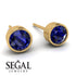 Bezel Stud Sapphire Earrings - Royal No. 13