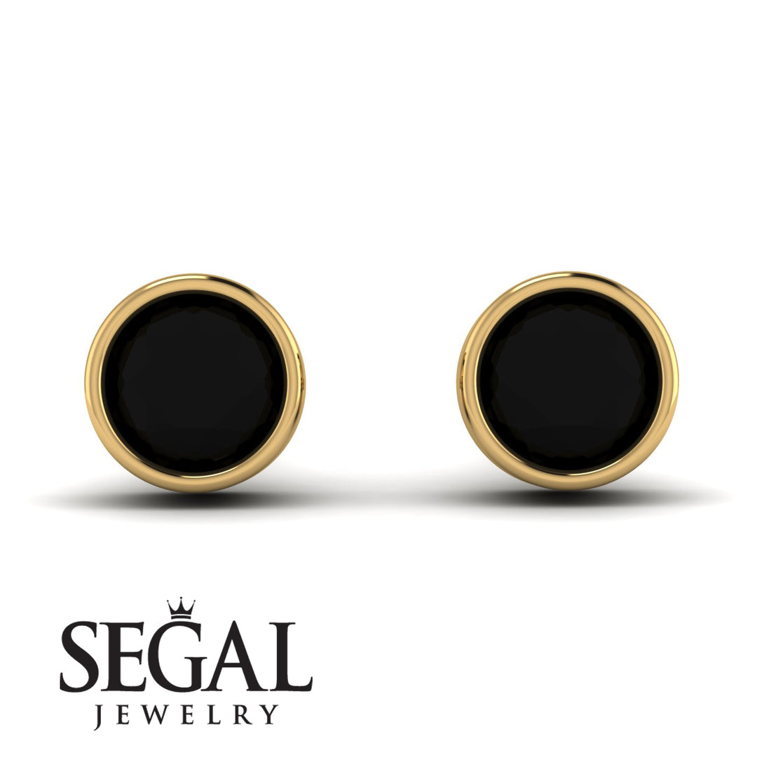 Bezel Stud Black Diamond Earrings - Royal No. 7