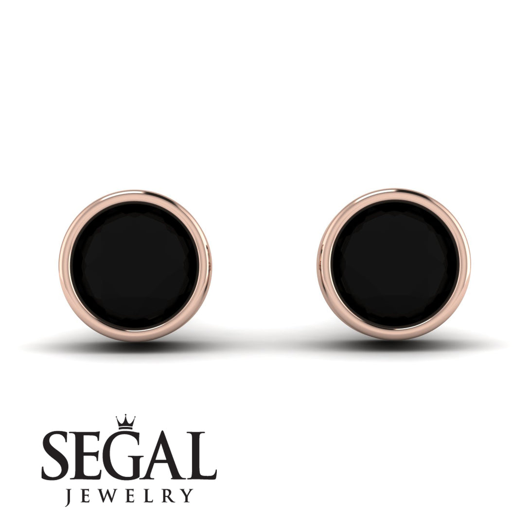 Bezel Stud Black Diamond Earrings - Royal No. 8