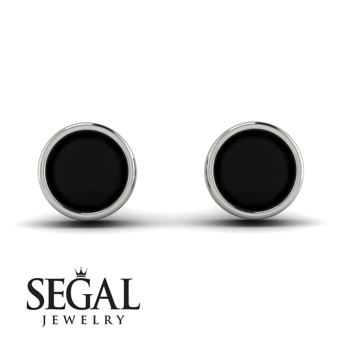 Bezel Stud Black Diamond Earrings - Royal No. 9