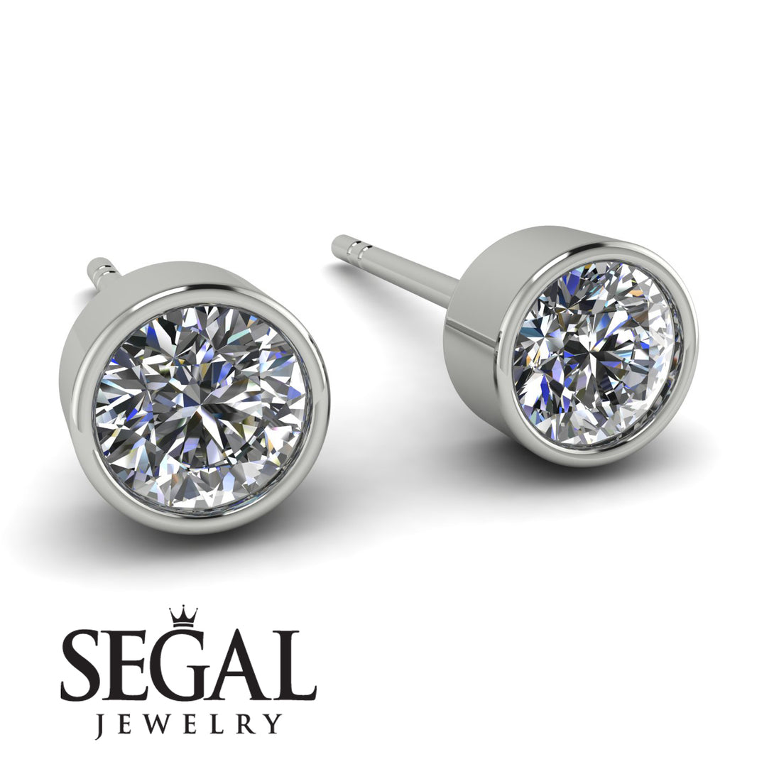 Bezel Stud Diamond Earrings - Royal No. 3