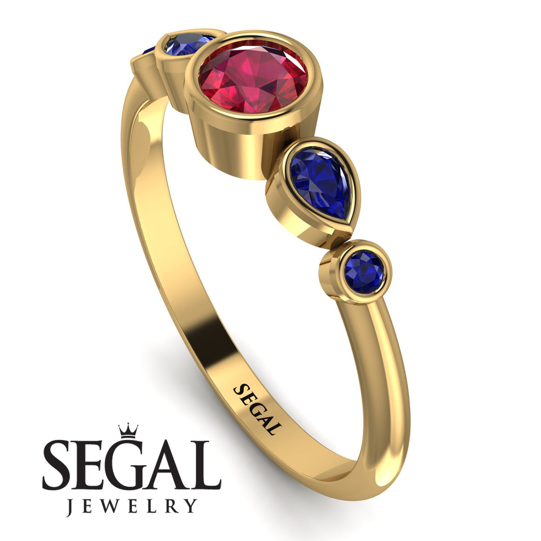Bezel Symmetrical Ruby Ring - Ivy No. 70