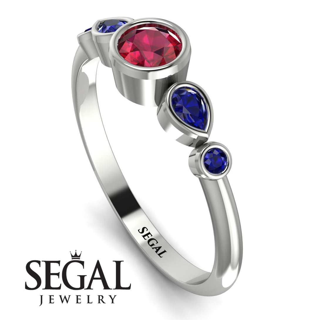 Bezel Symmetrical Ruby Ring - Ivy No. 72