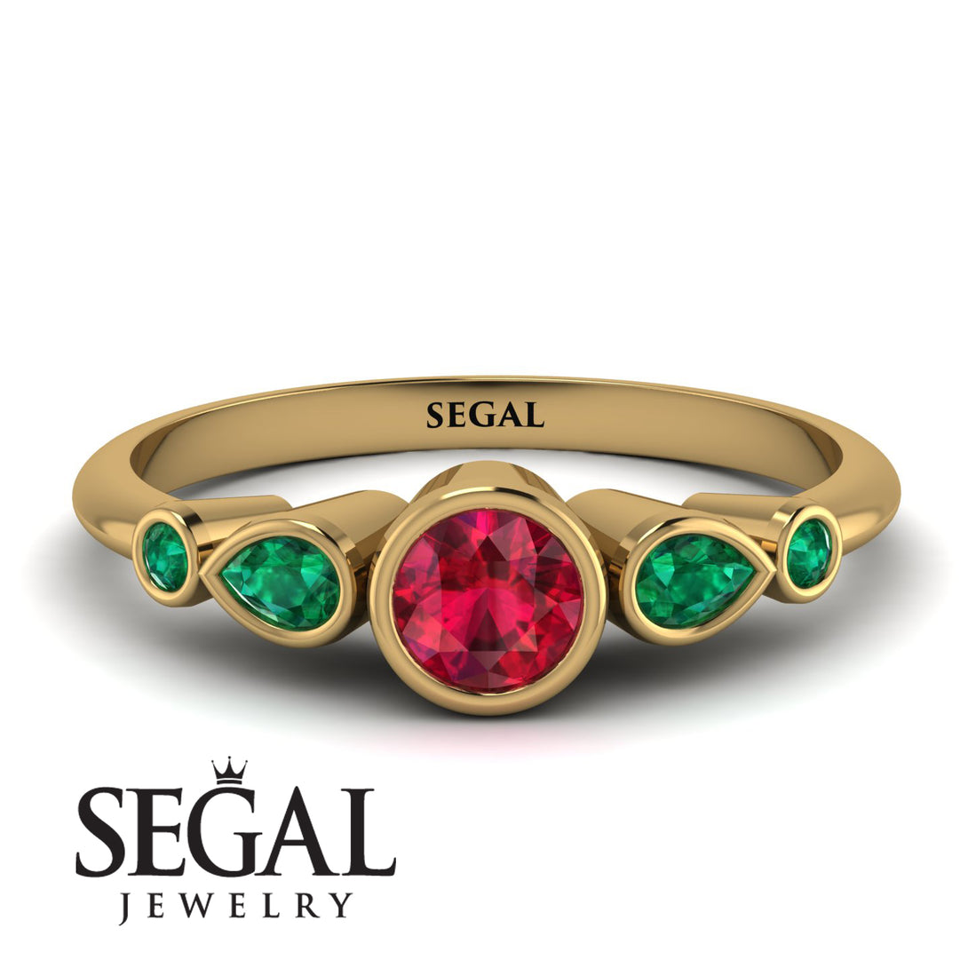Bezel Symmetrical Ruby Ring - Ivy No. 25