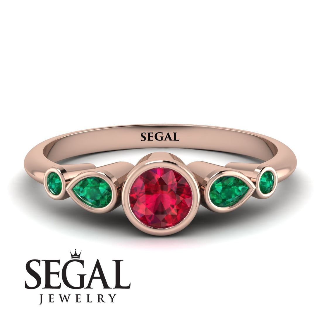 Bezel Symmetrical Ruby Ring - Ivy No. 26