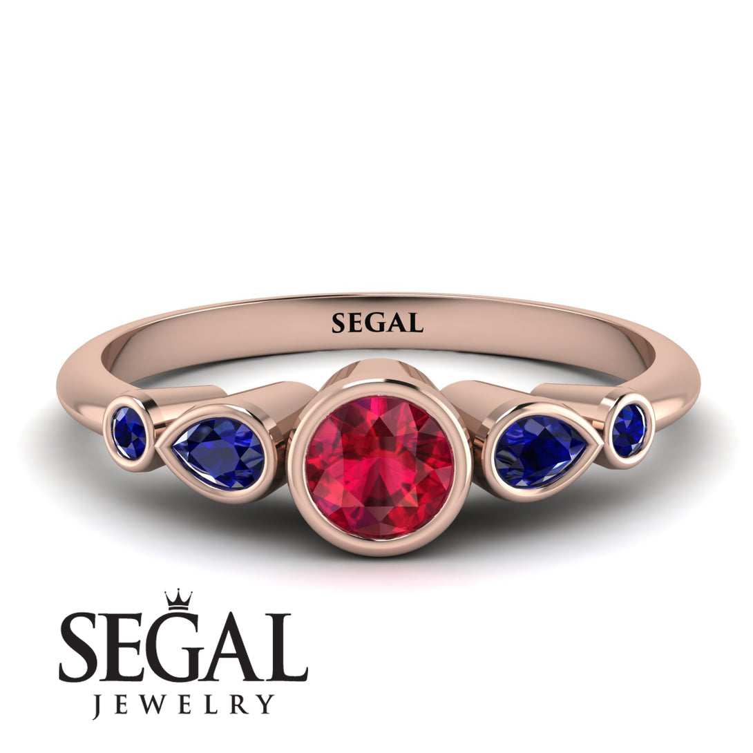 Bezel Symmetrical Ruby Ring - Ivy No. 71