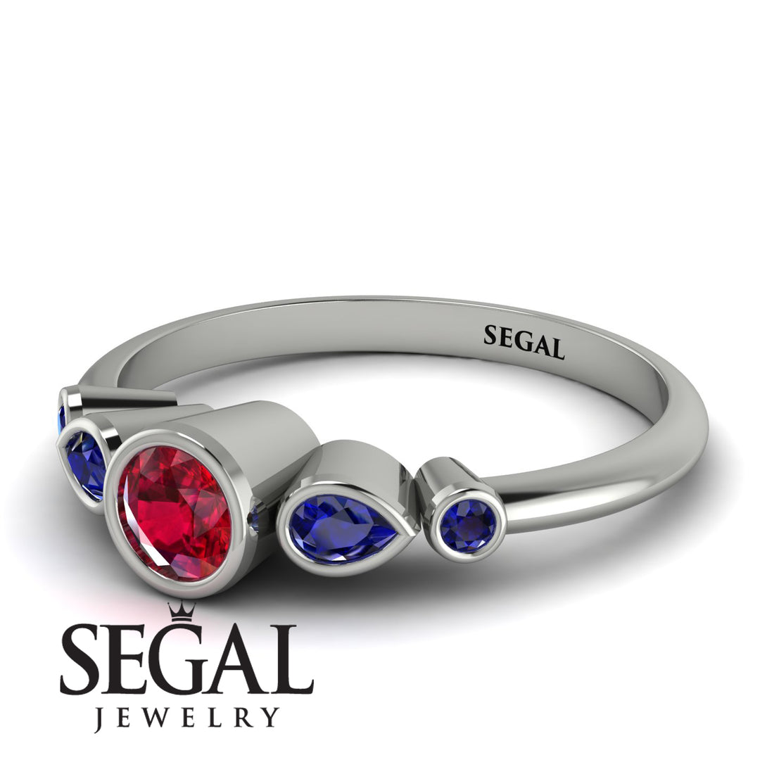 Bezel Symmetrical Ruby Ring - Ivy No. 72