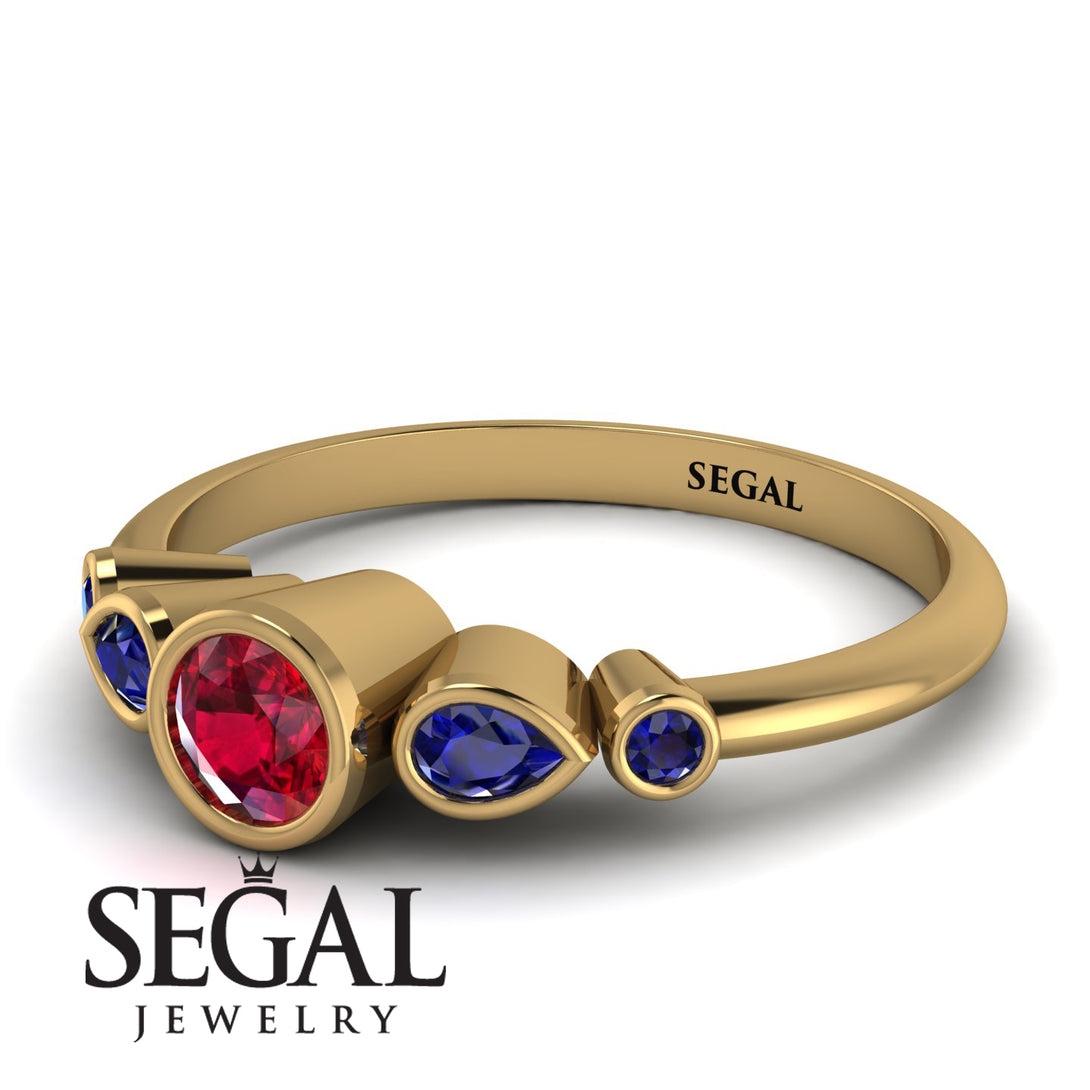 Bezel Symmetrical Ruby Ring - Ivy No. 70