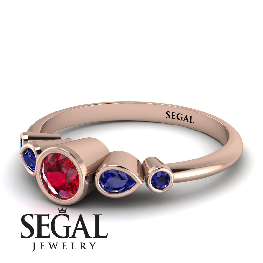 Bezel Symmetrical Ruby Ring - Ivy No. 71