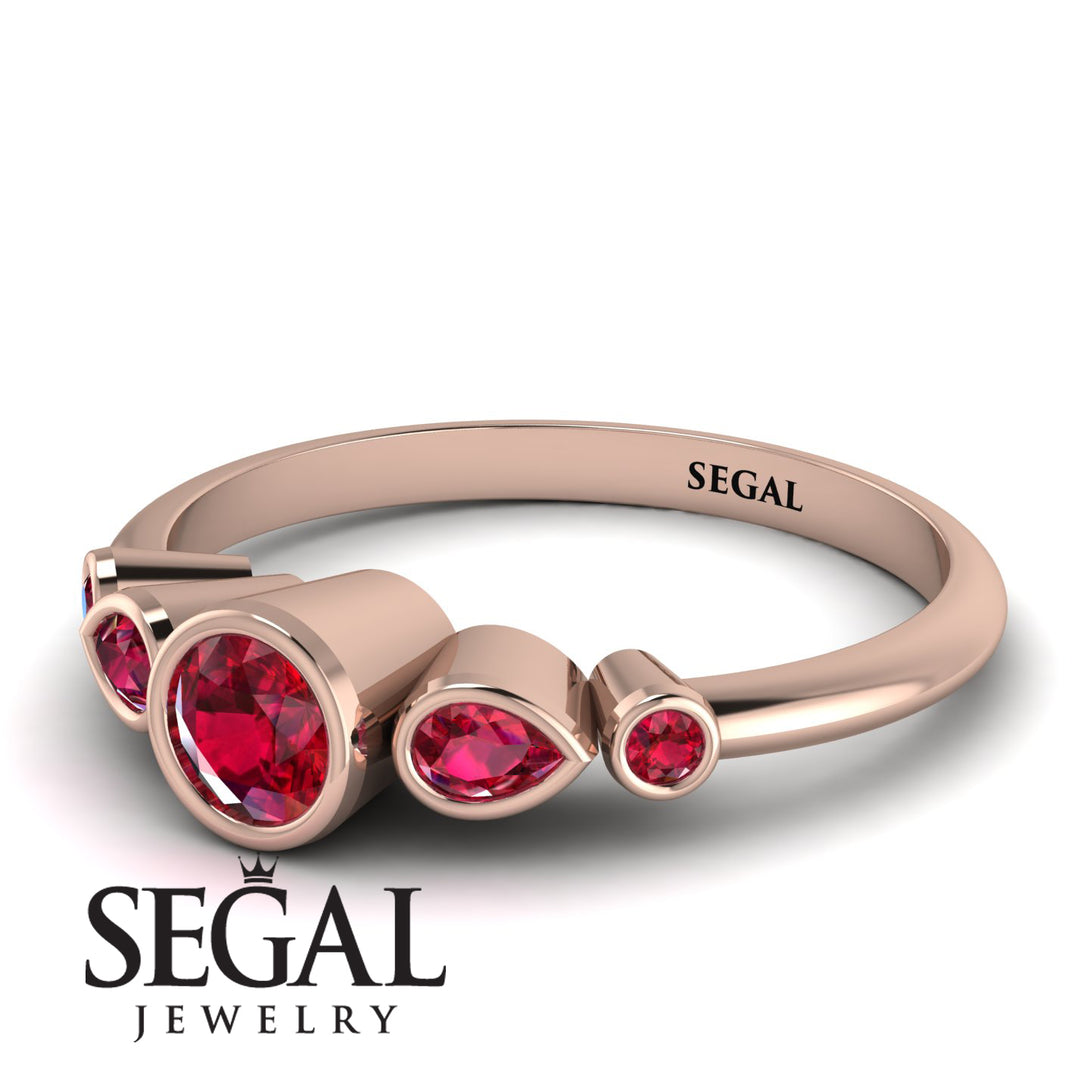 Bezel Symmetrical Ruby Ring - Ivy No. 56