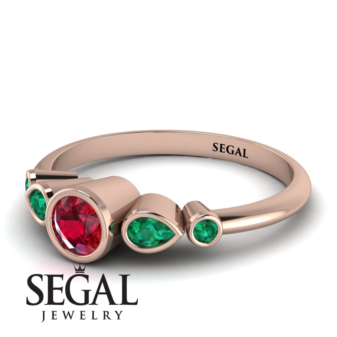 Bezel Symmetrical Ruby Ring - Ivy No. 26